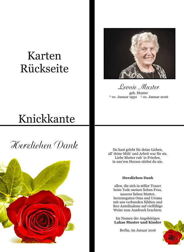 Danksagungen Trauer