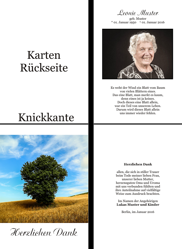 Danksagungen Trauer